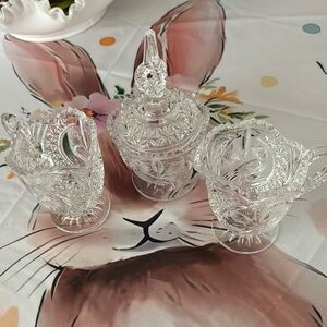 Hoffbauer Crystal sugar and creamer setamer ser with extra creamer